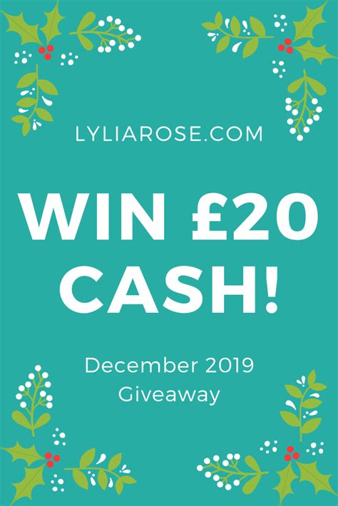 Free To Enter Giveaway To Win £20 Cash In December 2019 Cash Making