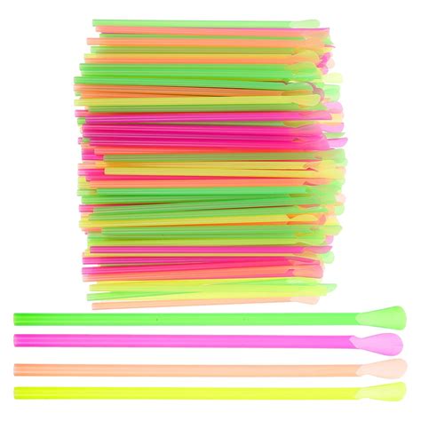 Disposable Straw Plastic Straws For Slushy Cup Shaved Ice 400 Pcs Mix