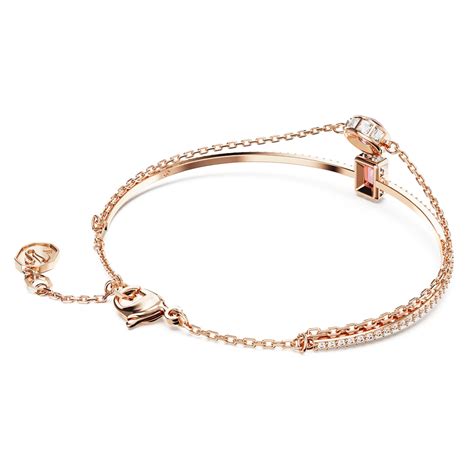 Stilla Bangle Mixed Cuts Pink Rose Gold Tone Plated Swarovski