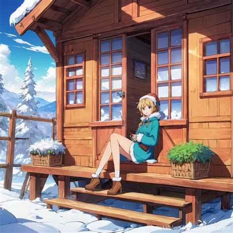Winter Elf In Cozy Cabin Wearing White Lingerie Stable Diffusion Online