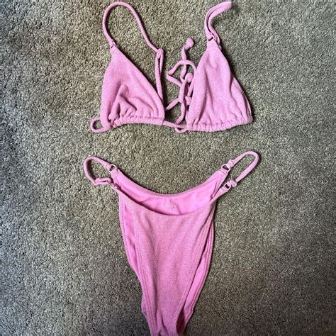 Pacsun Pink Sparkly Bikini Top Is A Small Bottoms Depop