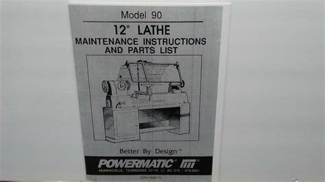 Powermatic 90 12” Lathe Maintenance And Parts Manual Ebay