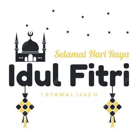 Gambar Idul Fitri Tipografi Elemen Warna Hitam Dan Emas Islam Muslim Idul Fitri Png Dan