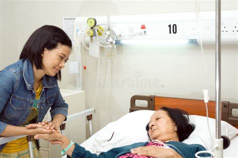Granddaughter Visit Sick Grandmother Royalty Free Stock Photography