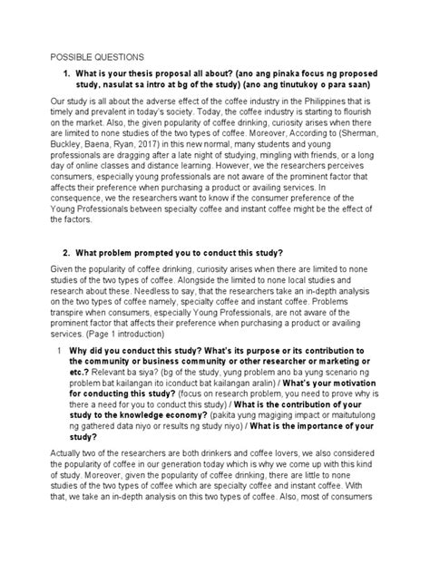 questions  survey methodology coffee