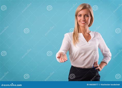Lovely Blonde Wearing White Blouse Stock Image Image Of Career Female 46830077