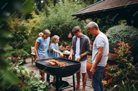 premium photo  family groups barbecue  outdoor party