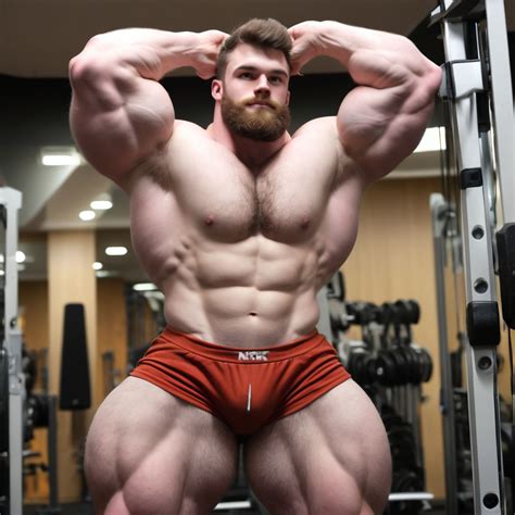 Hairy Brunette Handsome Pale Skin Massive Pumped Bodybuilder By Boy FromMs Playground