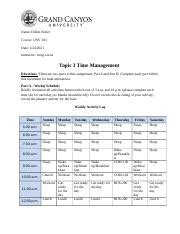 Unv T Time Management Docx Name Dillon Bixler Course Unv