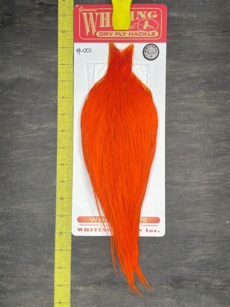 Whiting Dry Fly Cape Silver Grade White Dyed Orange 001 Galloup