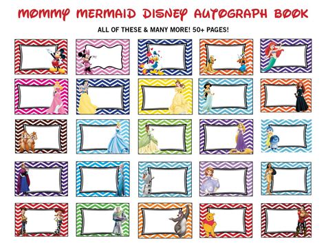 Disney Autograph Book Imprimibles 50 Character Autógrafo Etsy Firmas De Disney Libros De