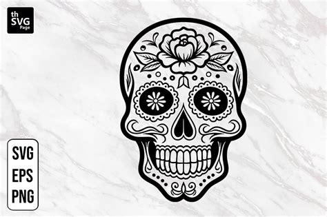 Halloween Sugar Skull With Flower Svg Graphic By Thsvgpage Creative