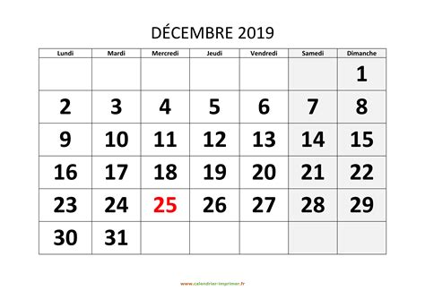 Calendrier D Cembre Imprimer