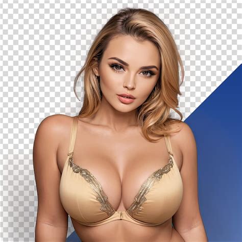 Una mujer con cabello rubio largo está posando en un bikini PSD Premium generado con IA