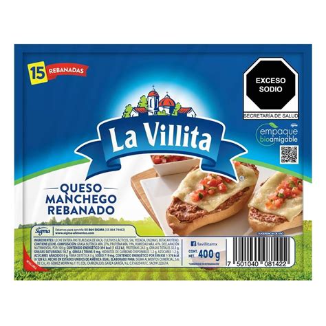 Queso Manchego La Villita 41 Rebanadas Rectangulares 400 G Walmart