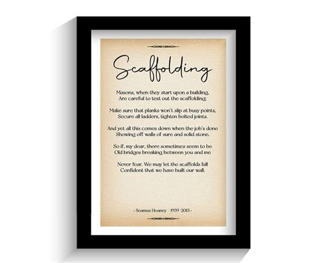 Scaffolding By Seamus Heaney Poem Print Love Poetry Poem Etsy