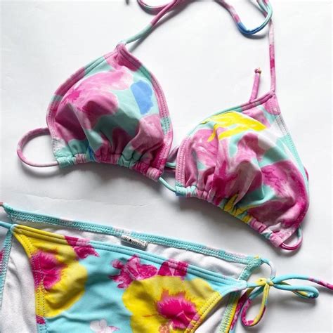 Y K Water Colour Triangle Bikini Set Etsy