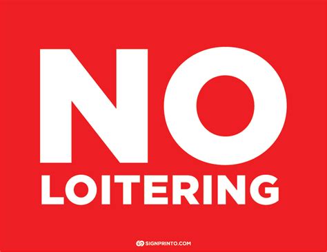loitering sign printable  red color