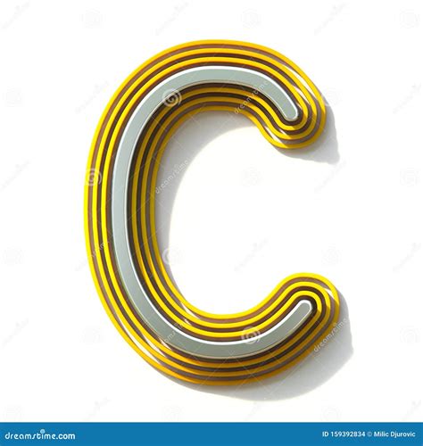 Yellow Outlined Font Letter C 3d Stock Illustration Illustration Of