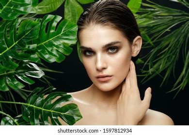Beautiful Woman Naked Shoulders Makeup Green Stock Photo 1597812934 Shutterstock