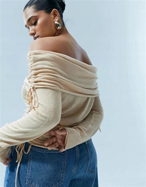 Sweter Ramiona Odkryte Drapowania Be Owy We Na Nude Hmt Asos Curve Oficjalne