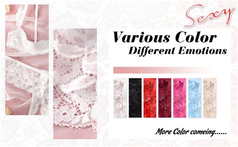 Lilosy Women Sexy White Floral Lace Sheer Lingerie Set Underwire See Through Bra And Panty At