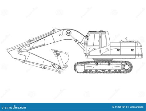 Excavator Blueprint Isolatedexcavator Blueprint Isolated Stock