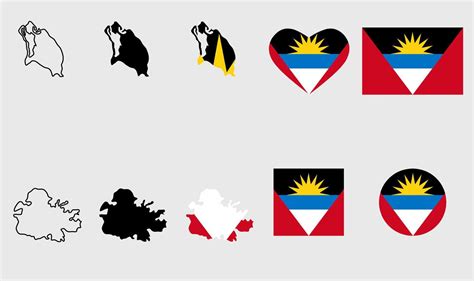 Antigua And Barbuda Map Flag Icon Set 8132140 Vector Art At Vecteezy