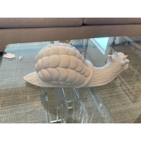 Vintage White Ceramic Snail Garden Ornament Chairish