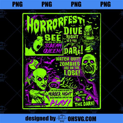 vintage horrorfest halloween  poster  time horror  png