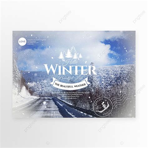 Winter Snow Fashion Blue Greeting Card Template Download On Pngtree