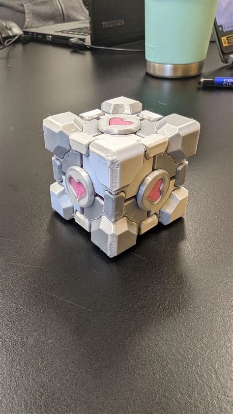 3d Printed Companion Cube Made By Me It Fits Together Kinda Like A Puzzle Took 11 Hours To