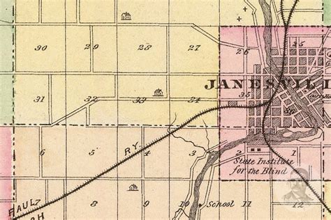 Vintage Rock County Wi Map 1878 Old Wisconsin Map Etsy