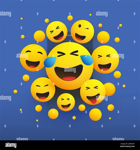 Various Faces With Tears Of Joy Laughing Crying Emoticons In Front Of