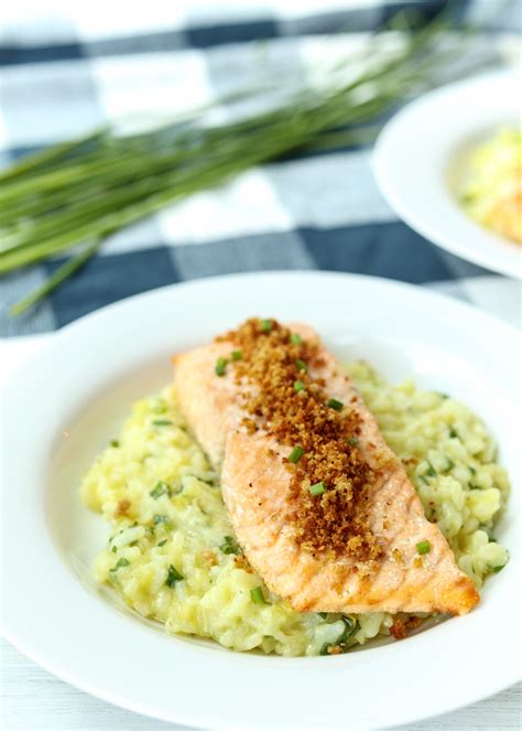 Lemon Herb Risotto With Salmon And Crispy Panko