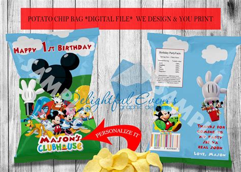 Mickey Mouse Clubhouse Birthday Or Baby Shower Chiptreatsnack Bag