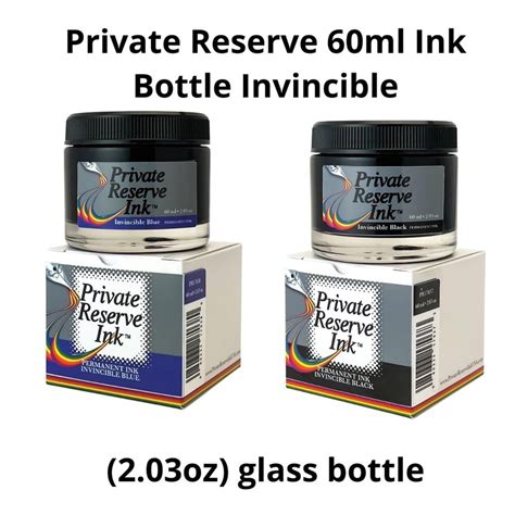 Private Reserve 60ml Ink Bottle Invincible Black Blue 60 Ml Fountain