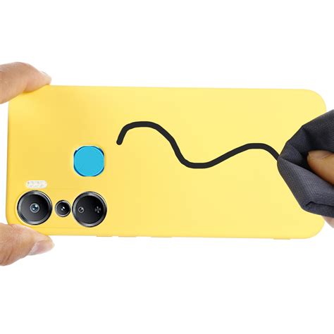 For Infinix Hot Pro X C Pure Color Liquid Silicone Shockproof Phone Case Yellow Alexnld