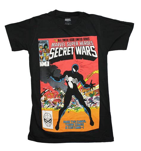 Spider Man Mens T Shirt Marvel Secret Wars Issue 8 Symbiote Symbol