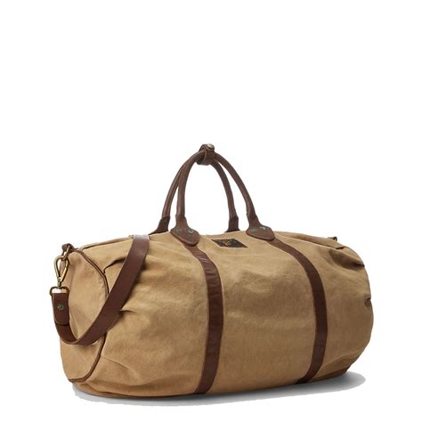 Rrl By Ralph Lauren Leather Trim Canvas Duffel Khaki Brown Menswear