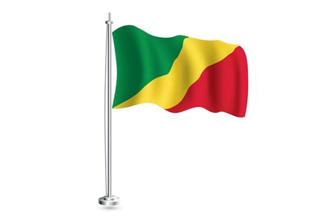 Republic Of The Congo Flag Isolated Realistic Wave Flag