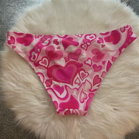 Wild Fable Bikini Bottoms Pink And White Hearts Depop