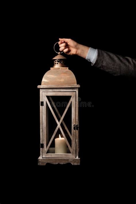 Image Hand Holding The Old Lamp With Candle Stock Image Image Of