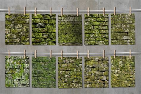 20 Mossy Stone Walls Seamless Patterns Instant Download Commercial Use