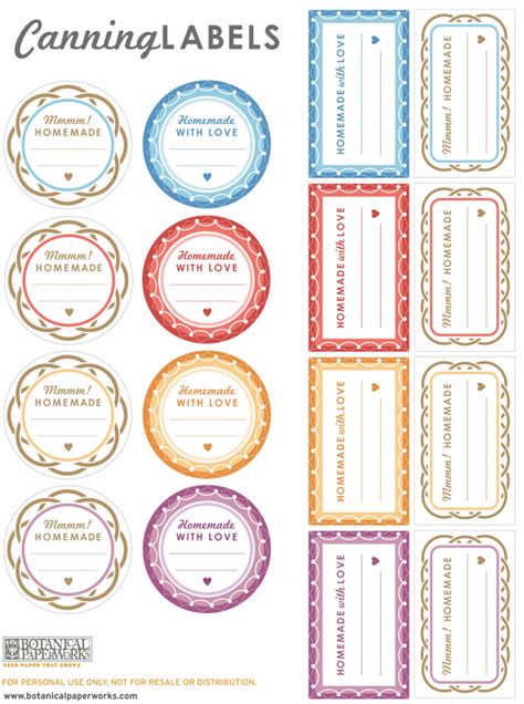 {free printable} Canning Labels - Botanical PaperWorks