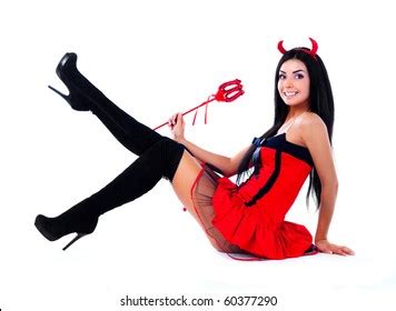 Sexy Brunette Girl Wearing Halloween Costume Stock Photo Edit Now 60377290