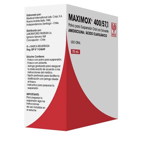 Maximox 400 57 Amoxicilina 57 mg 5mL Suspensión 70 mL Cruz Verde