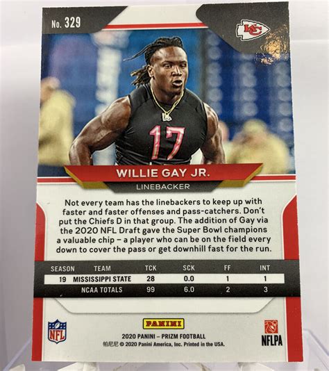 Willie Gay Jr Panini Prizm Football Rookie RC Kansas City Chiefs