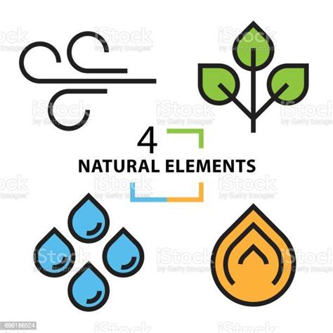 The Four Natural Elements Icons Set Stock Illustration Download Image Now Abstract Blue