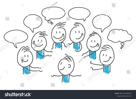 Stick Figures People Speech Bubbles Cartoon Stock Vector Royalty Free